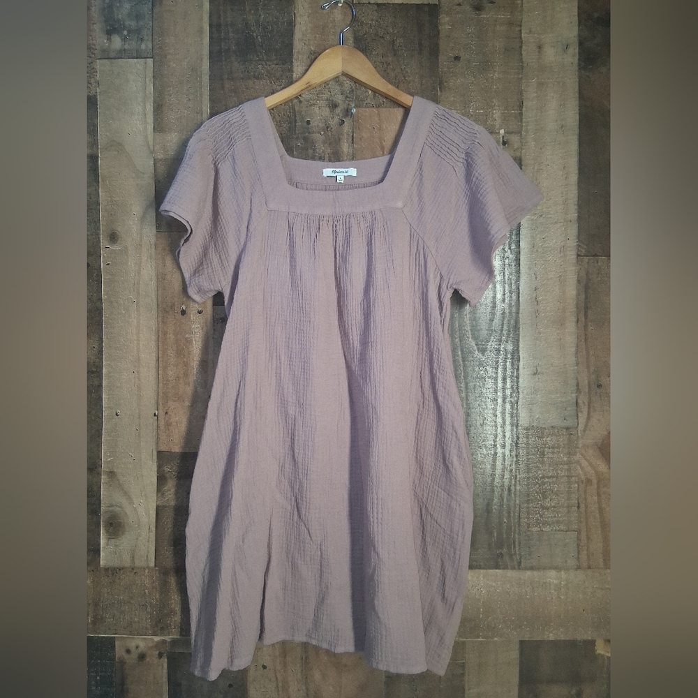 Madewell Lightspun Butterfly Square-Neck Mini Dress Size Medium